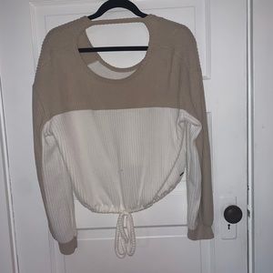 Brown and white sweater